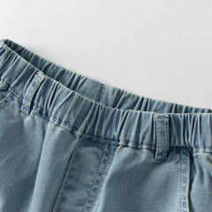 Dave&Bella Toddler Girls Summer Stylish Denim Blue Straight-leg Wide Lightweight Jeans