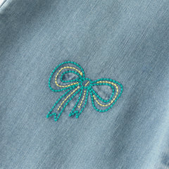 Dave&Bella Toddler Girls Summer Stylish Denim Blue Straight-leg Wide Lightweight Jeans