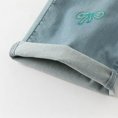 Dave&Bella Toddler Girls Summer Stylish Denim Blue Straight-leg Wide Lightweight Jeans