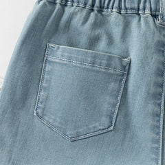 Dave&Bella Toddler Girls Summer Stylish Denim Blue Straight-leg Wide Lightweight Jeans