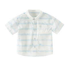 Dave&Bella Toddler Boys Summer Elegant Blue College-style Comfortable Shirts