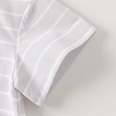 Dave&Bella Toddler Girls Summer Purple Striped Design Print Soft Stretchable T-shirts