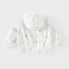Dave&Bella Toddler Boys/Girls Summer White/Blue Cute Print Lightweight Sunscreen Jackets