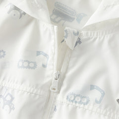 Dave&Bella Toddler Boys/Girls Summer White/Blue Cute Print Lightweight Sunscreen Jackets