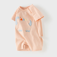 Dave&Bella Baby Boys Summer Orange/Grey Green Animal Soft Cotton Casual Rompers