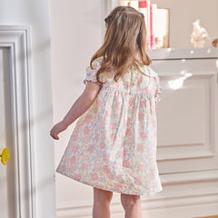 Dave&Bella Toddler Girls Summer Stylish Floral Print Breathable Cotton A-line Dress