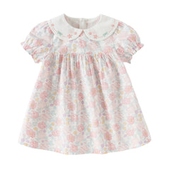 Dave&Bella Toddler Girls Summer Stylish Floral Print Breathable Cotton A-line Dress