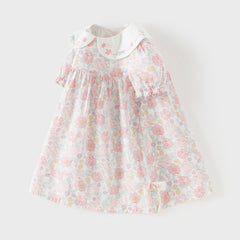 Dave&Bella Toddler Girls Summer Stylish Floral Print Breathable Cotton A-line Dress