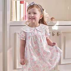 Dave&Bella Toddler Girls Summer Stylish Floral Print Breathable Cotton A-line Dress