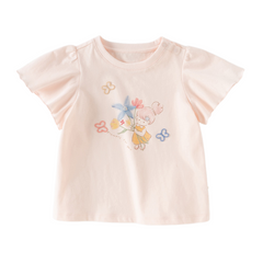 Dave&Bella Summer Toddler Girls Pink Cute Print Cotton Soft Breathable Casual T-Shirts