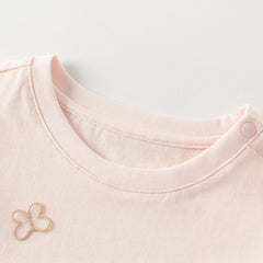 Dave&Bella Summer Toddler Girls Pink Cute Print Cotton Soft Breathable Casual T-Shirts
