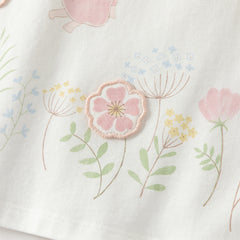 Dave&Bella Toddler Girls Summer White/Pink Flower Print Cotton Cute T-shirts