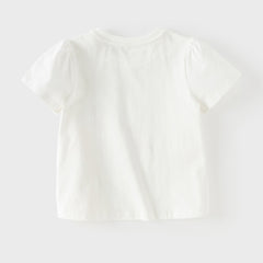 Dave&Bella Toddler Girls Summer White/Pink Flower Print Cotton Cute T-shirts