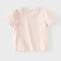 Dave&Bella Toddler Girls Summer White/Pink Flower Print Cotton Cute T-shirts