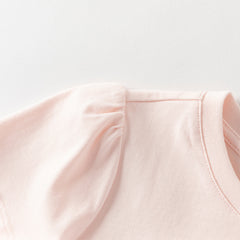 Dave&Bella Toddler Girls Summer White/Pink Flower Print Cotton Cute T-shirts