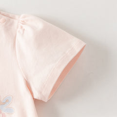 Dave&Bella Toddler Girls Summer White/Pink Flower Print Cotton Cute T-shirts