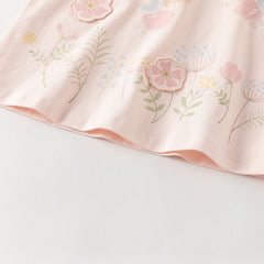 Dave&Bella Toddler Girls Summer White/Pink Flower Print Cotton Cute T-shirts