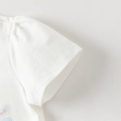 Dave&Bella Toddler Girls Summer White/Pink Flower Print Cotton Cute T-shirts