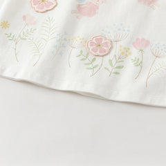 Dave&Bella Toddler Girls Summer White/Pink Flower Print Cotton Cute T-shirts