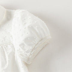 Dave&Bella Toddler Girls Summer Sweet White College-style Soft Cotton Shirts