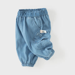 Dave&Bella Summer Toddler Girls Stylish Denim Blue Loose Comfortable Jogger Jeans