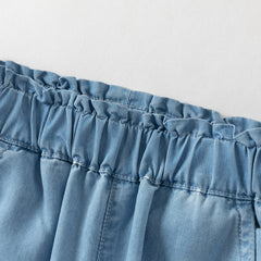 Dave&Bella Summer Toddler Girls Stylish Denim Blue Loose Comfortable Jogger Jeans