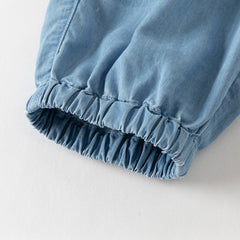 Dave&Bella Summer Toddler Girls Stylish Denim Blue Loose Comfortable Jogger Jeans