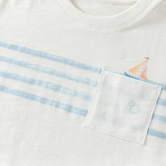 Dave&Bella Summer Toddler Boys White Round Collar Sleeveless Lightweight Tank Tops