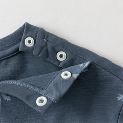 Dave&Bella Toddler Boys Summer Beige/Dark Blue Stylish Print Casual T-shirts