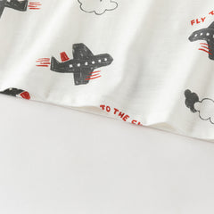 Dave&Bella Toddler Boys Summer Beige/Dark Blue Stylish Print Casual T-shirts