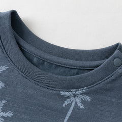 Dave&Bella Toddler Boys Summer Beige/Dark Blue Stylish Print Casual T-shirts