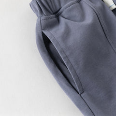 Dave&Bella Toddler Boys Summer Blue/Grey Comfortable Soft Straight-leg Pants
