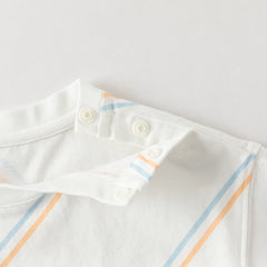 Dave&Bella Toddler Boys Summer Casual White/Green Striped Breathable Cotton T-shirts