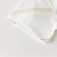 Dave&Bella Toddler Boys Summer Casual White/Green Striped Breathable Cotton T-shirts