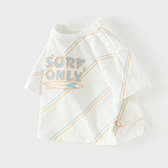 Dave&Bella Toddler Boys Summer Casual White/Green Striped Breathable Cotton T-shirts