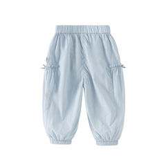 Dave&Bella Toddler Girls Summer Sweet Blue/Apricot Loose Soft Sunscreen Jogger Pants