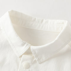 Dave&Bella Summer Toddler Boys White Soft Cotton Short Sleeve College-style Shirts