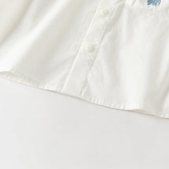 Dave&Bella Summer Toddler Boys White Soft Cotton Short Sleeve College-style Shirts