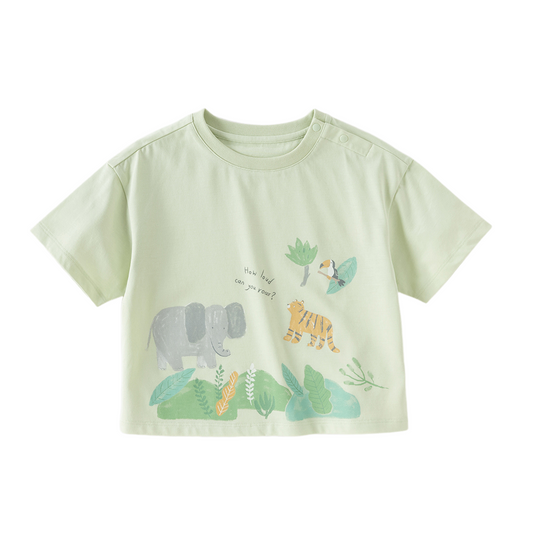 Dave&Bella Summer Toddler Boys/Girls Playful Animal Print Lightweight Antibacterial T-shirts