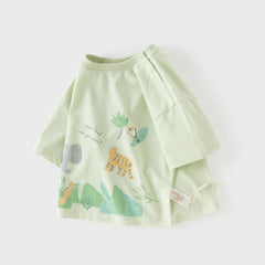 Dave&Bella Summer Toddler Boys/Girls Playful Animal Print Lightweight Antibacterial T-shirts