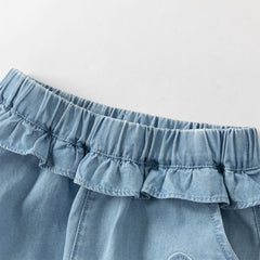 Dave&Bella Toddler Girls Summer Fashion Denim Blue Cotton Soft Loose Jogger Jeans