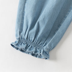 Dave&Bella Toddler Girls Summer Fashion Denim Blue Cotton Soft Loose Jogger Jeans