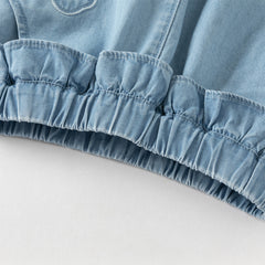 Dave&Bella Toddler Girls Summer Fashion Denim Blue Cotton Soft Loose Jogger Jeans