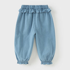 Dave&Bella Toddler Girls Summer Fashion Denim Blue Cotton Soft Loose Jogger Jeans