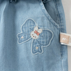 Dave&Bella Toddler Girls Summer Fashion Denim Blue Cotton Soft Loose Jogger Jeans