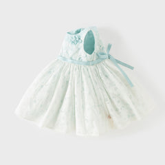 Dave&Bella Summer Toddler Girls Elegant Light Blue Sleeveless Princess Graduation Dress