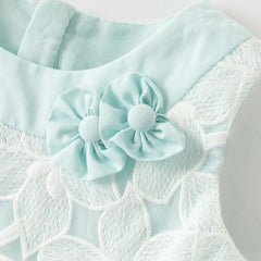 Dave&Bella Summer Toddler Girls Elegant Light Blue Sleeveless Princess Graduation Dress