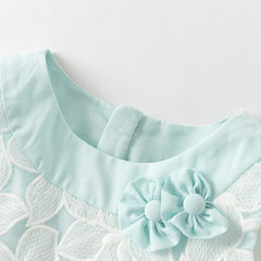 Dave&Bella Summer Toddler Girls Elegant Light Blue Sleeveless Princess Graduation Dress