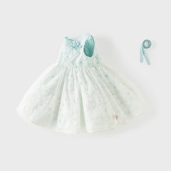 Dave&Bella Summer Toddler Girls Elegant Light Blue Sleeveless Princess Graduation Dress