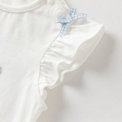 Dave&Bella Summer Toddler Girls Stylish White Sleeveless Cute Embroidery Top Shorts Sets